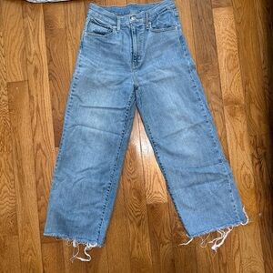 Levi's Light Blue Wide Leg Jeans with Raw Hem